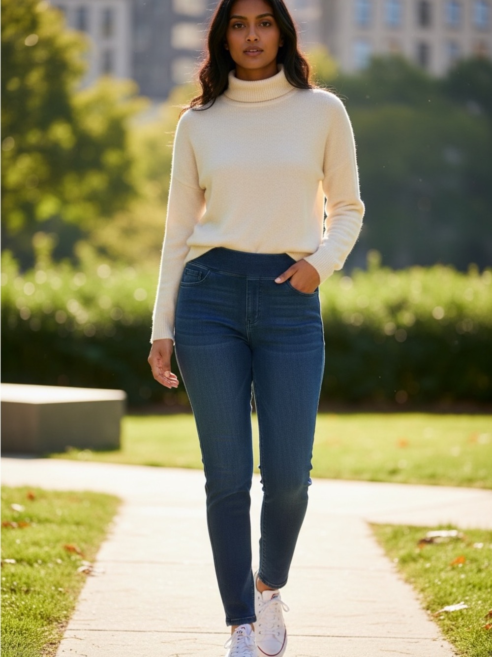 Halara M Petite Stretch Denim Jeggings Blue Pull-On Skinny Jeans NWT